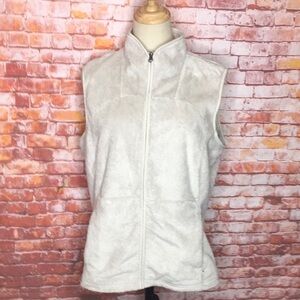 The North Face Off White Brushed Fleece Zippered Vest